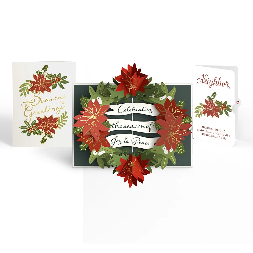 Lovepop Season's Greetings Poinsettia Wreath Pop-Up Card and Sentiment Set for Neighbor