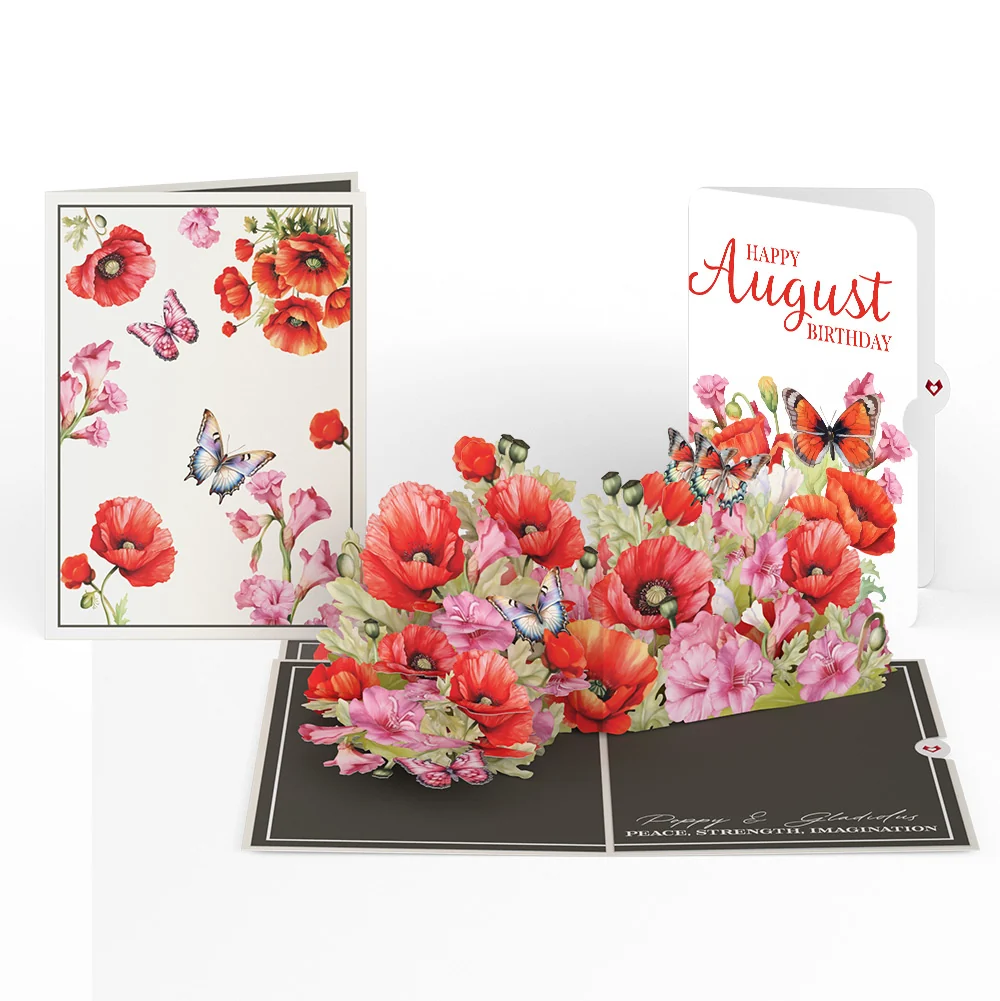 Lovepop Born to Bloom: August Birth Month Flowers Pop-Up Card and Poppy Sentiment Set Cream