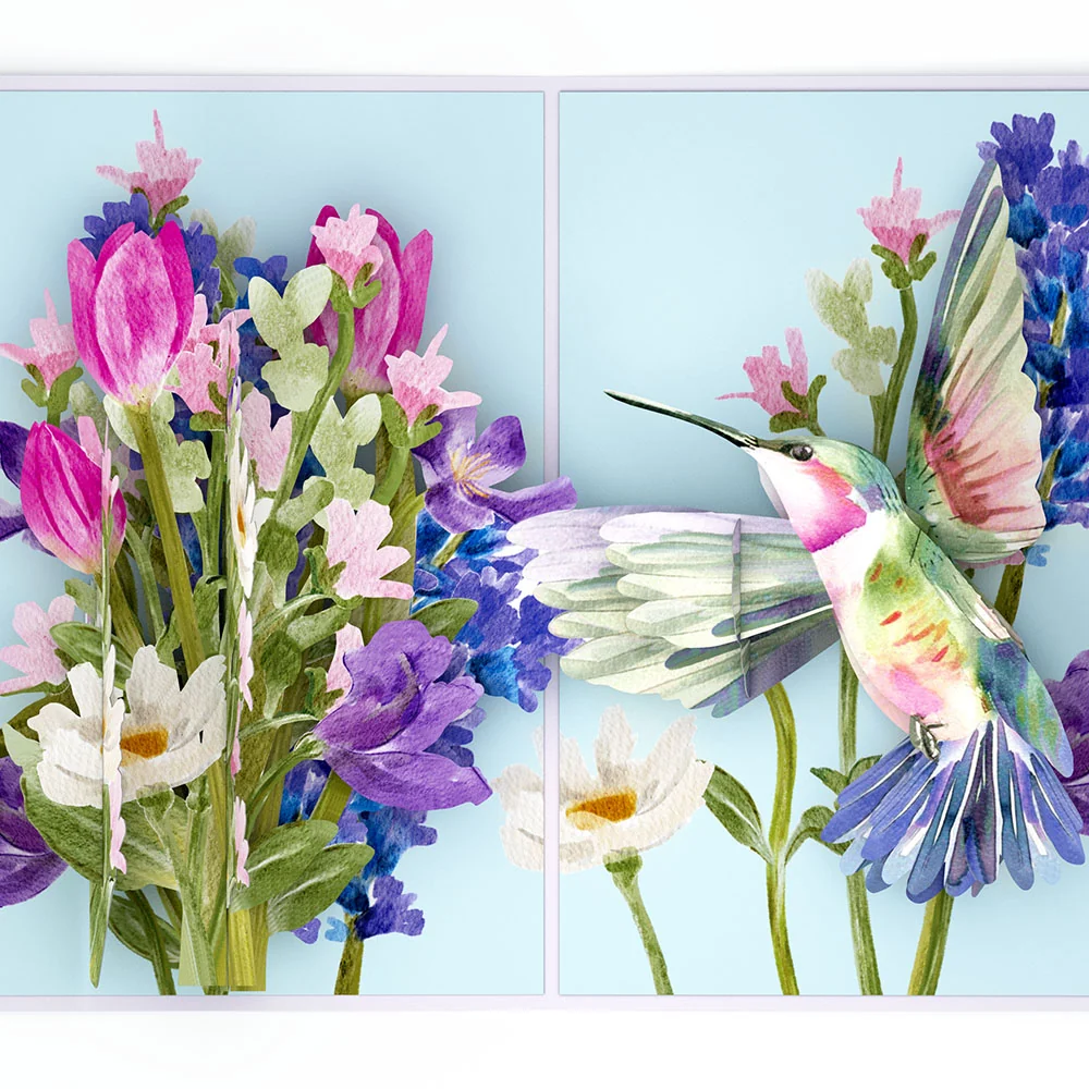 Lovepop Love in Bloom Hummingbird Birthday Pop-Up Card and Sentiment Set Cream - Image 3