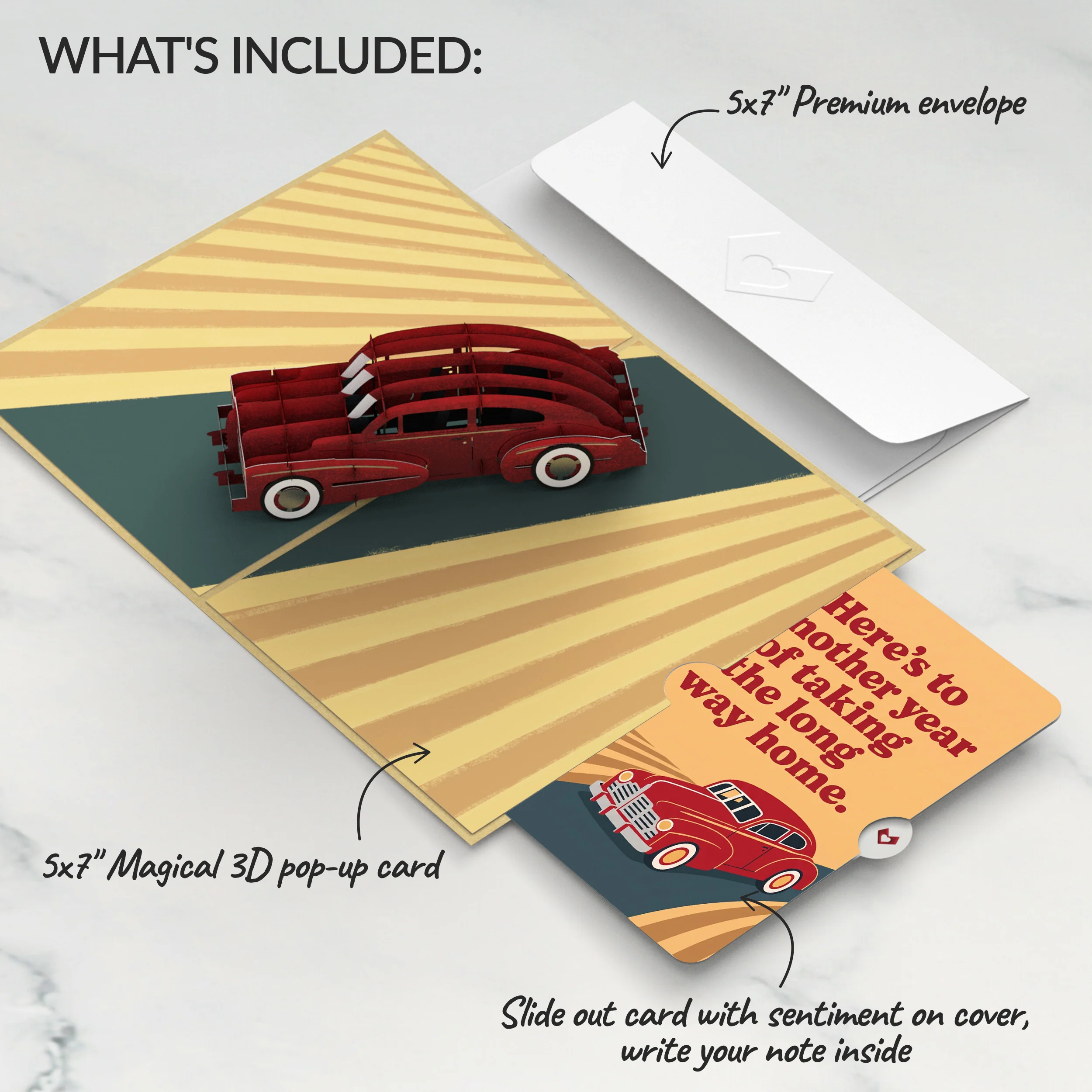 Lovepop Iconic Classic Car Birthday Pop-Up Card and Long Way Home Sentiment Set - Image 2
