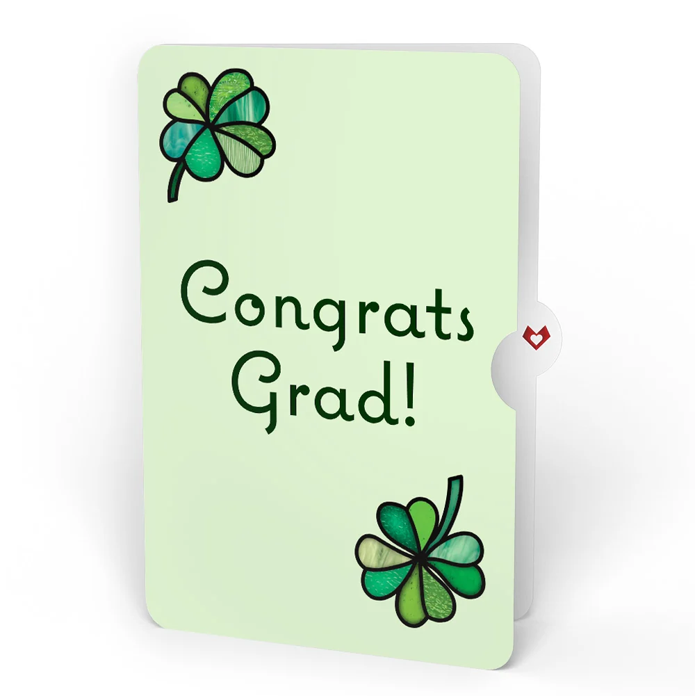 Lovepop Lucky Shamrock Graduation Suncatcher Card and Lucky Clover Sentiment Set Glass - Image 4