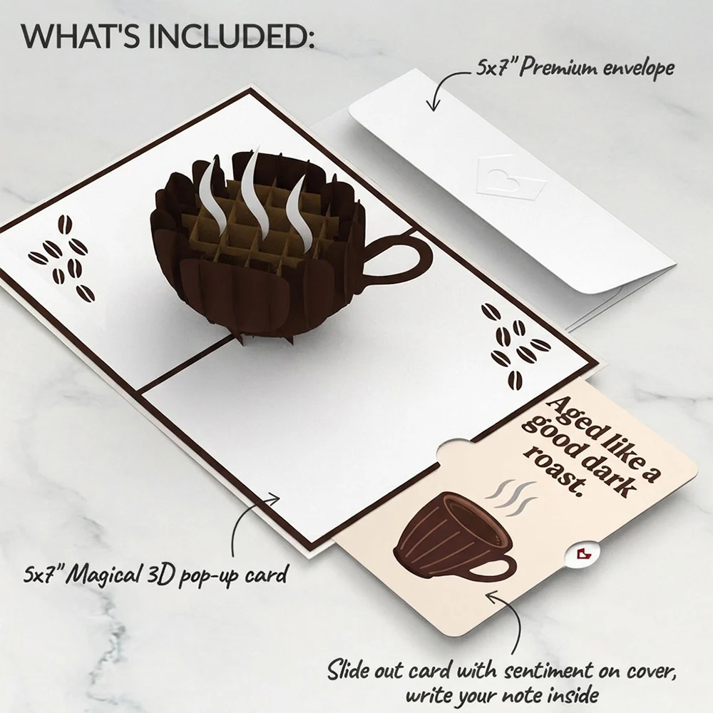 Lovepop Coffee Cup Birthday Pop-Up Card and Dark Roast Sentiment Set - Image 2