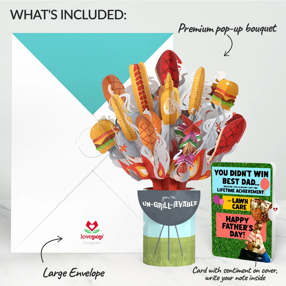 Lovepop Grill Master Father's Day Bouquet and Trophy Lawn Care Sentiment Set - Image 2