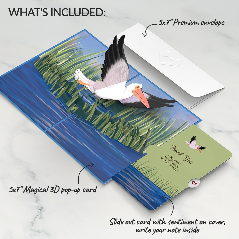 Lovepop Pelican in the Marsh Thank you Pop-Up Card and Sentiment Set - Image 2