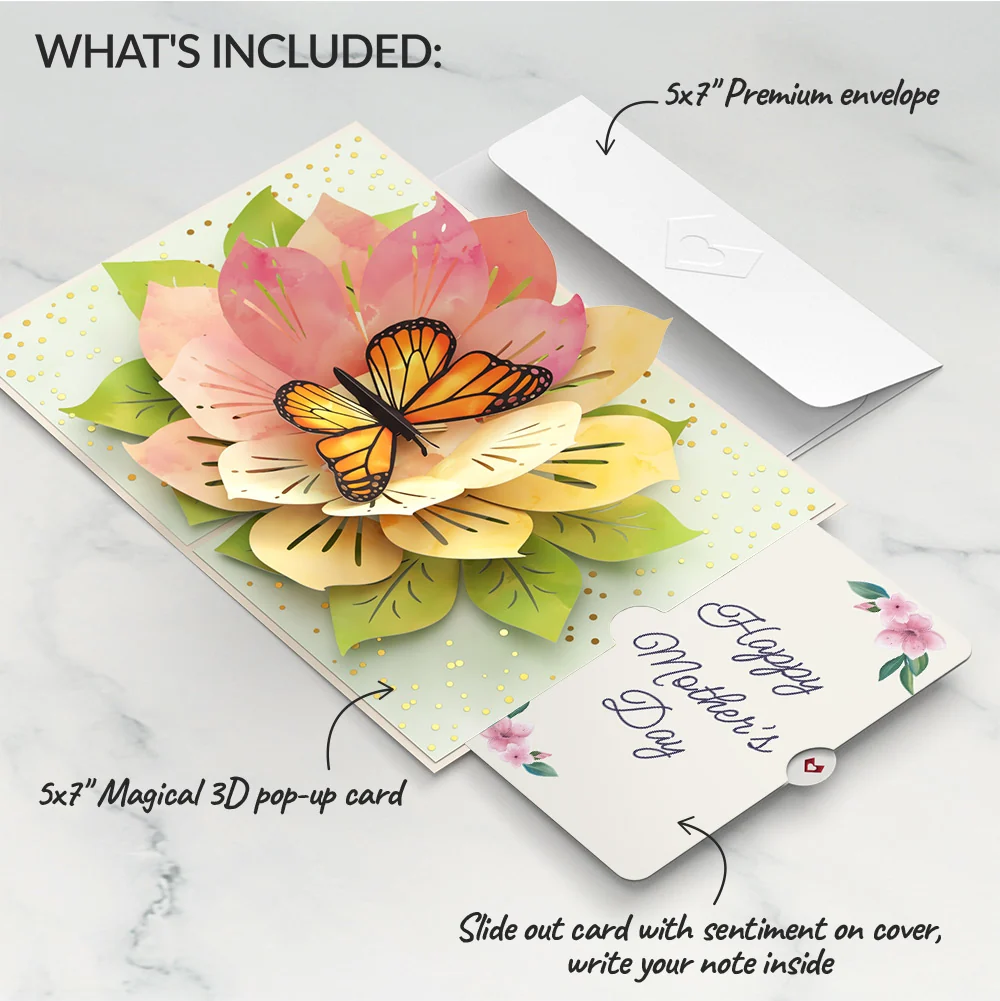 Lovepop Monarch Butterfly Bloom Mother's Day Pop-Up Card and Sentiment Set - Image 2