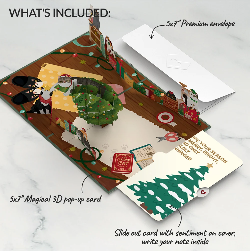 Lovepop Meowy Little Christmas Cats Pop-Up Card and Blessing Tree Sentiment Set Cream - Image 2