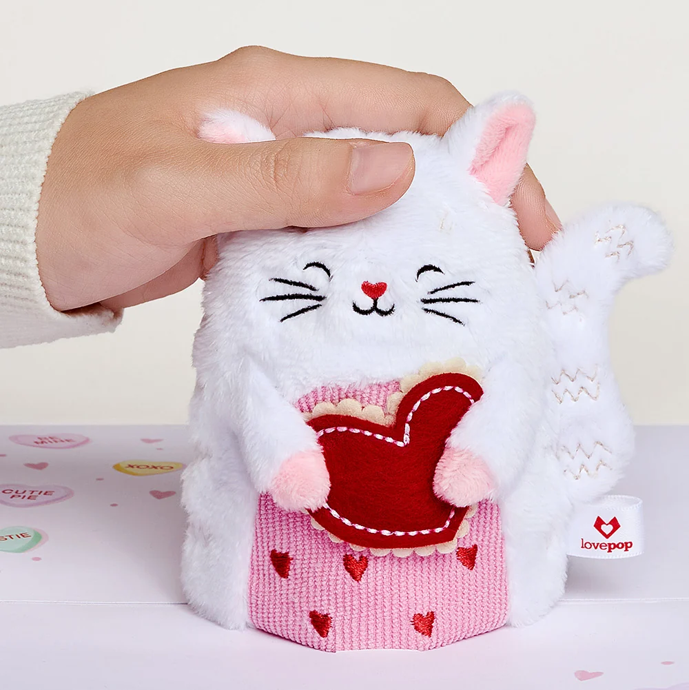Lovepop 'Happy Valentine's Day' Love Cat Plushpop Card and Sentiment Set for Husband Cream - Image 3