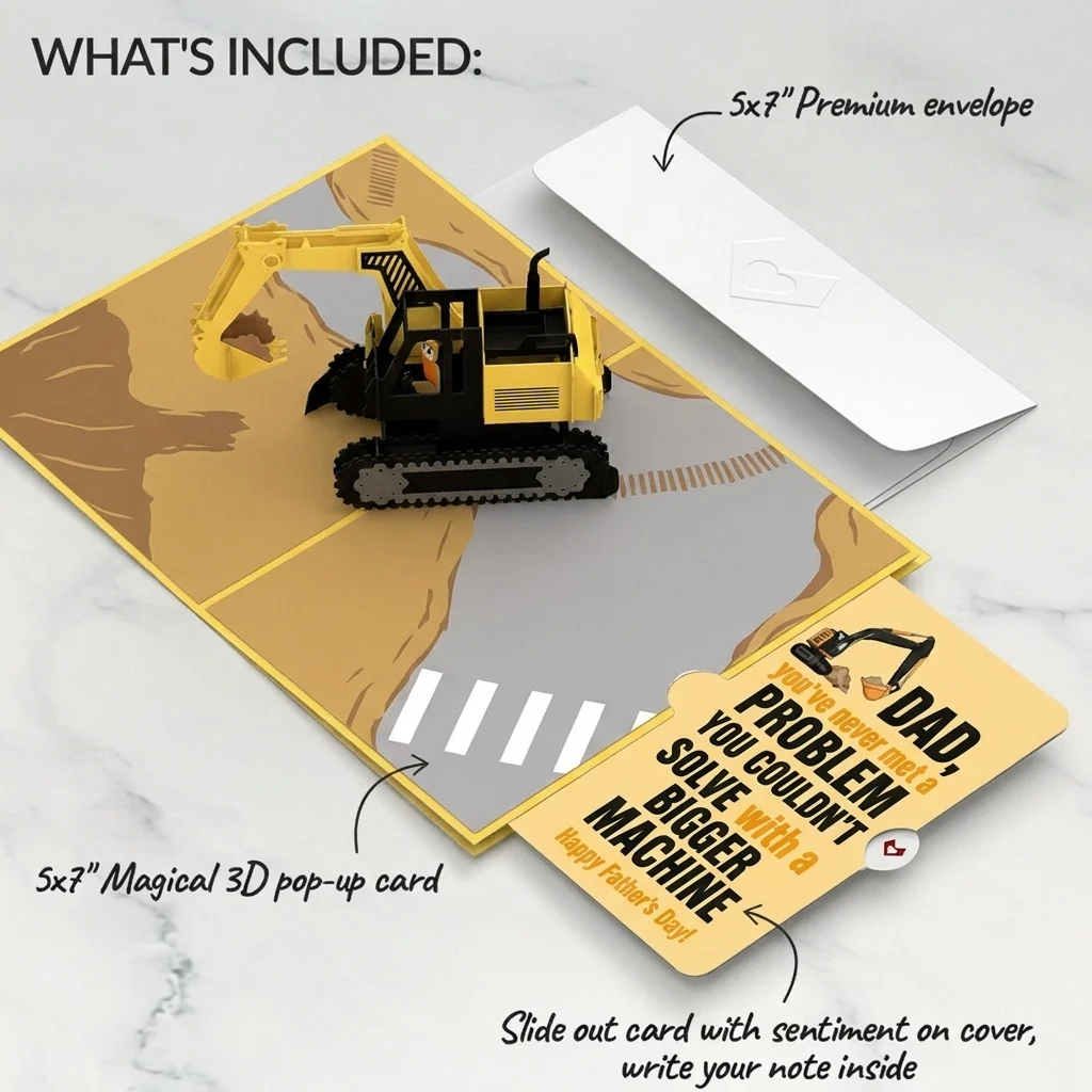 Lovepop Excavator Father's Day Pop-Up Card and Sentiment Set for Dad - Image 2