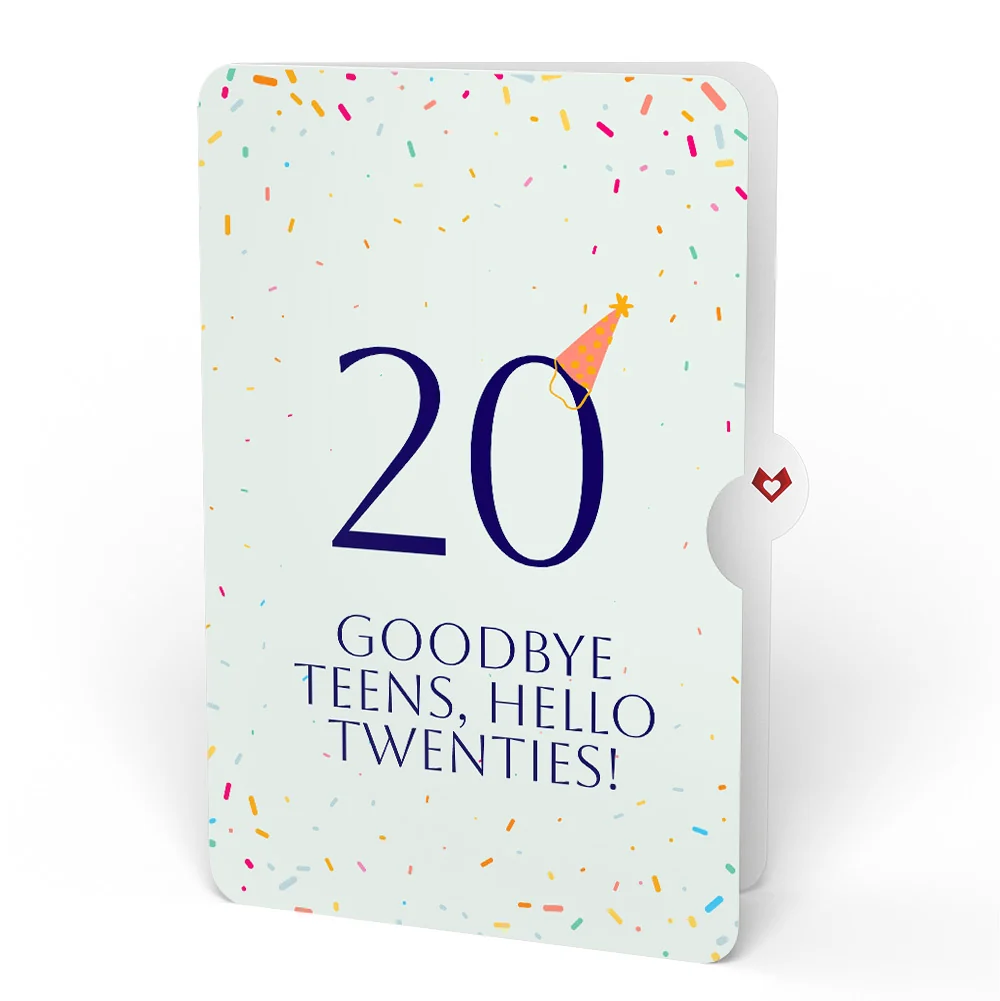 Lovepop Happy 20th Birthday Confetti Cake Music and Lights Pop-Up Card and Party Hat Sentiment Set Candle - Image 4