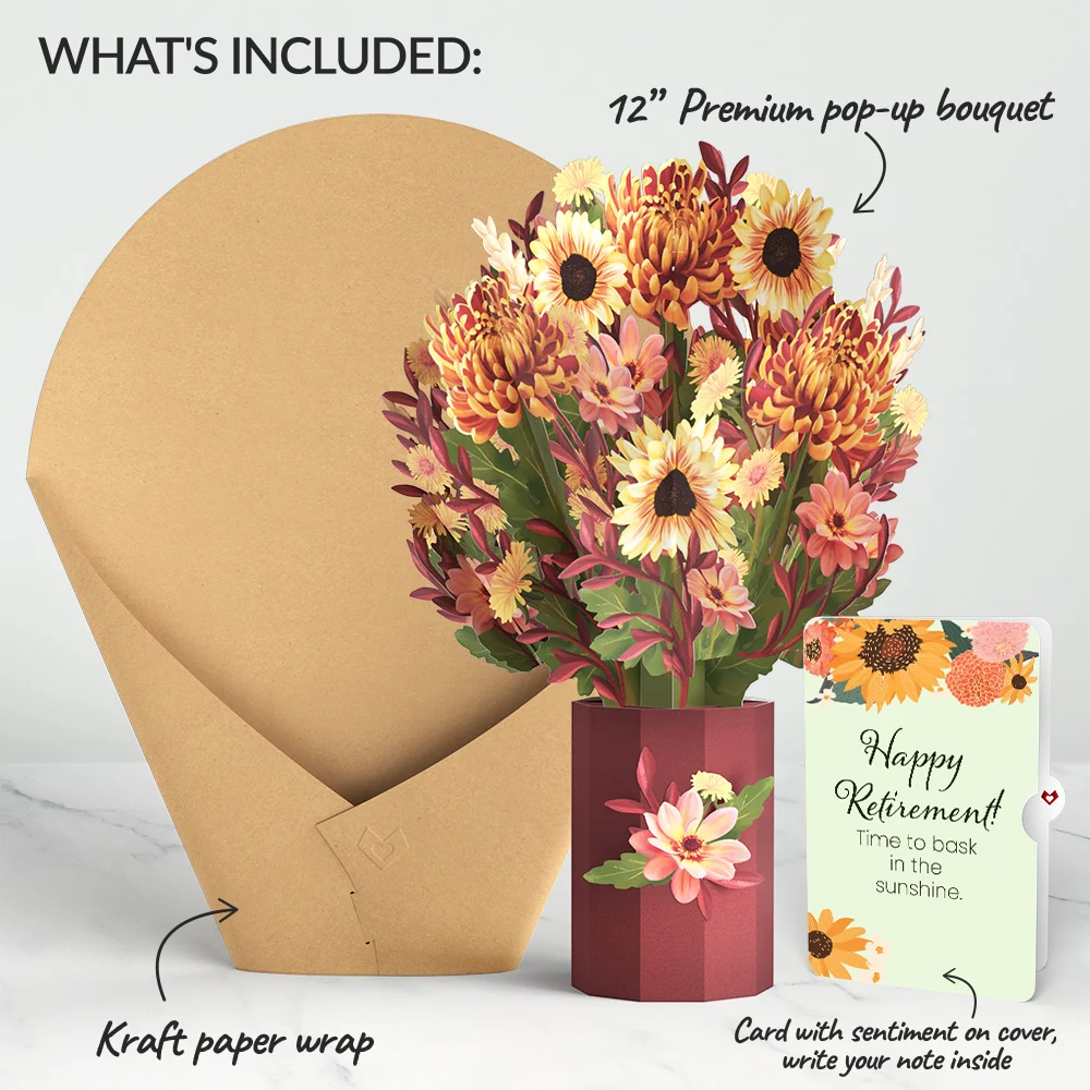 Lovepop Fall Sunshine Retirement Bouquet and Sentiment Set Vase - Image 2