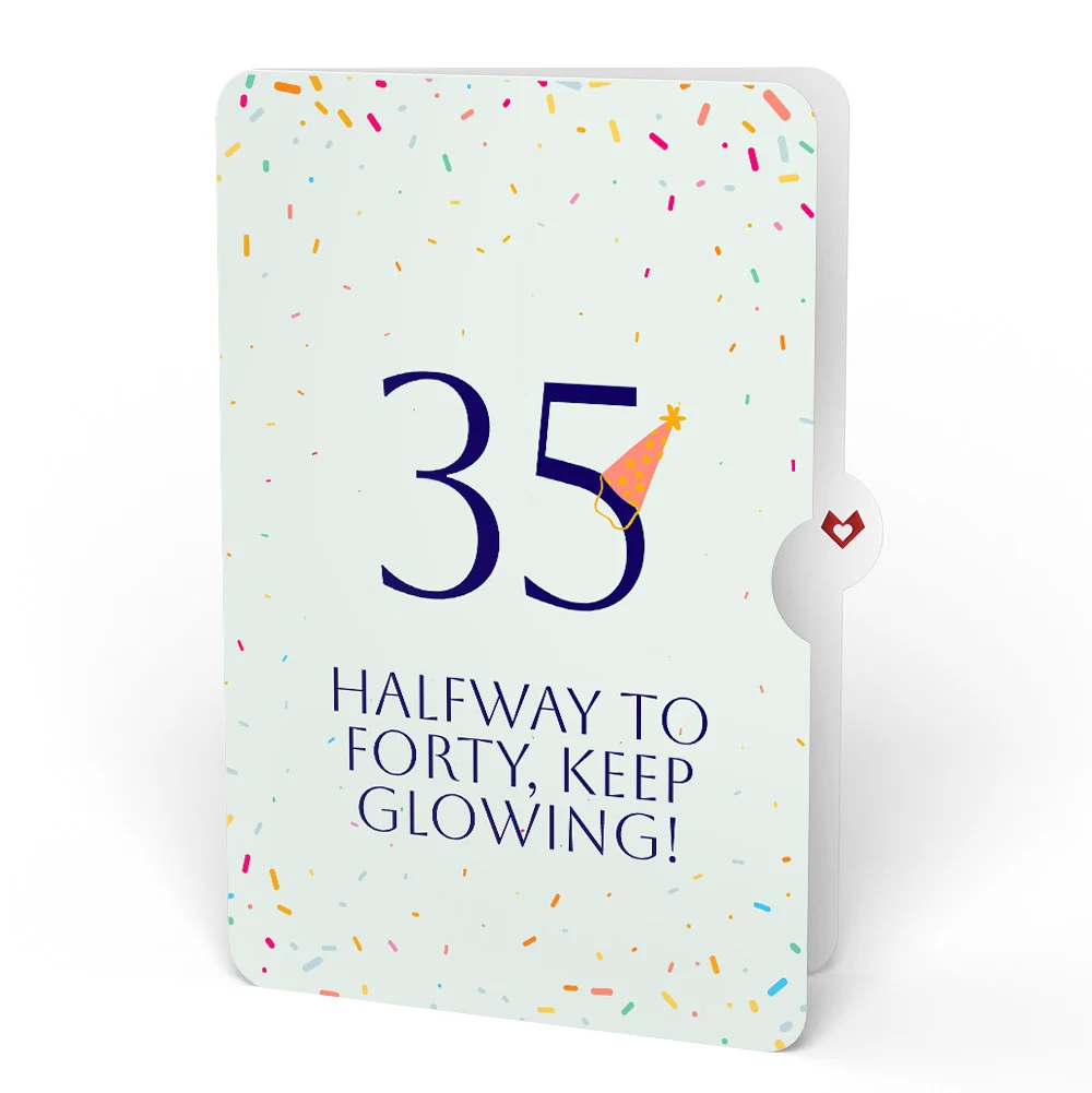 Lovepop Happy 35th Birthday Confetti Cake Music and Lights Pop-Up Card and Party Hat Sentiment Set Candle - Image 4