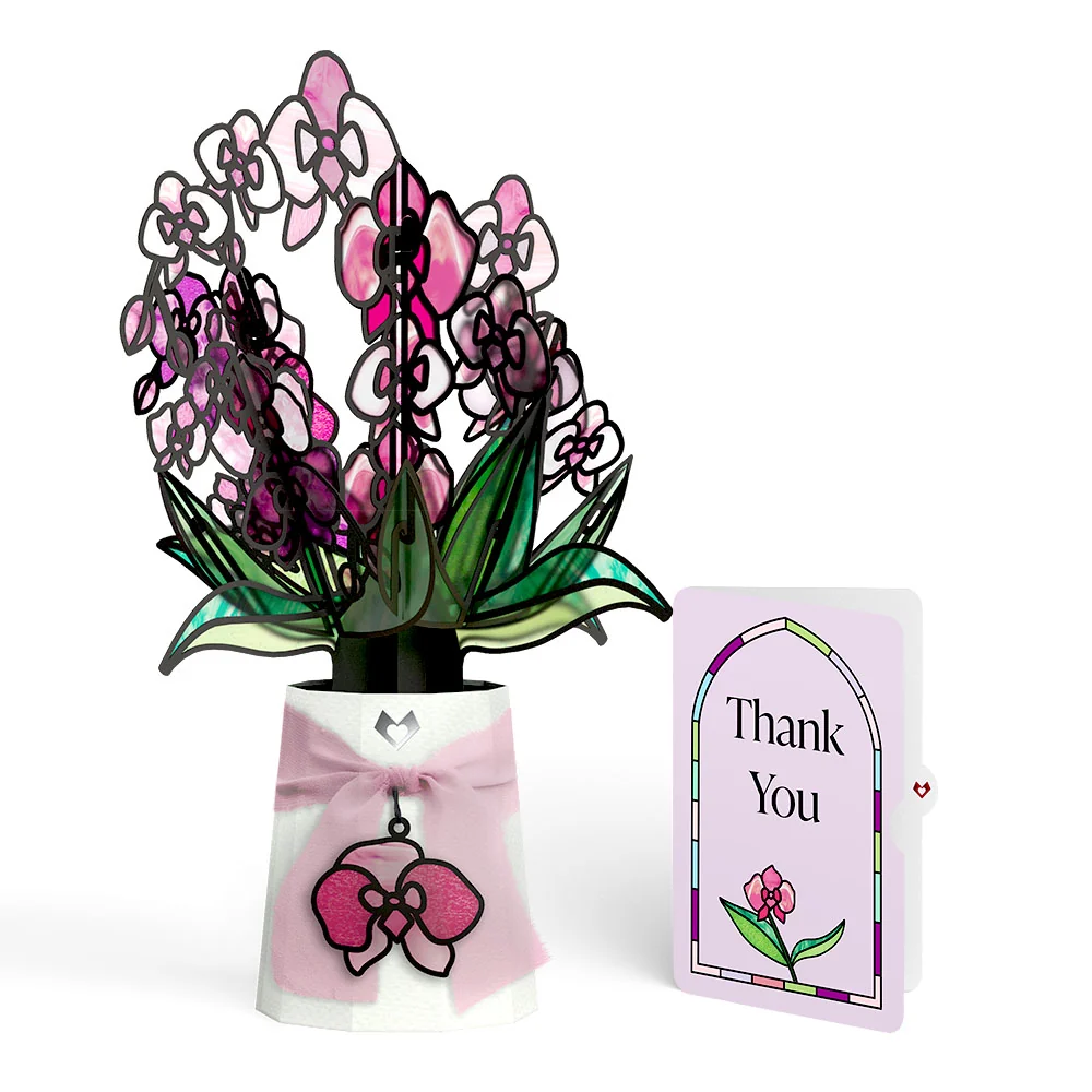 Lovepop Orchid Gleam Thank You Suncatcher Bouquet and Sentiment Set Glass