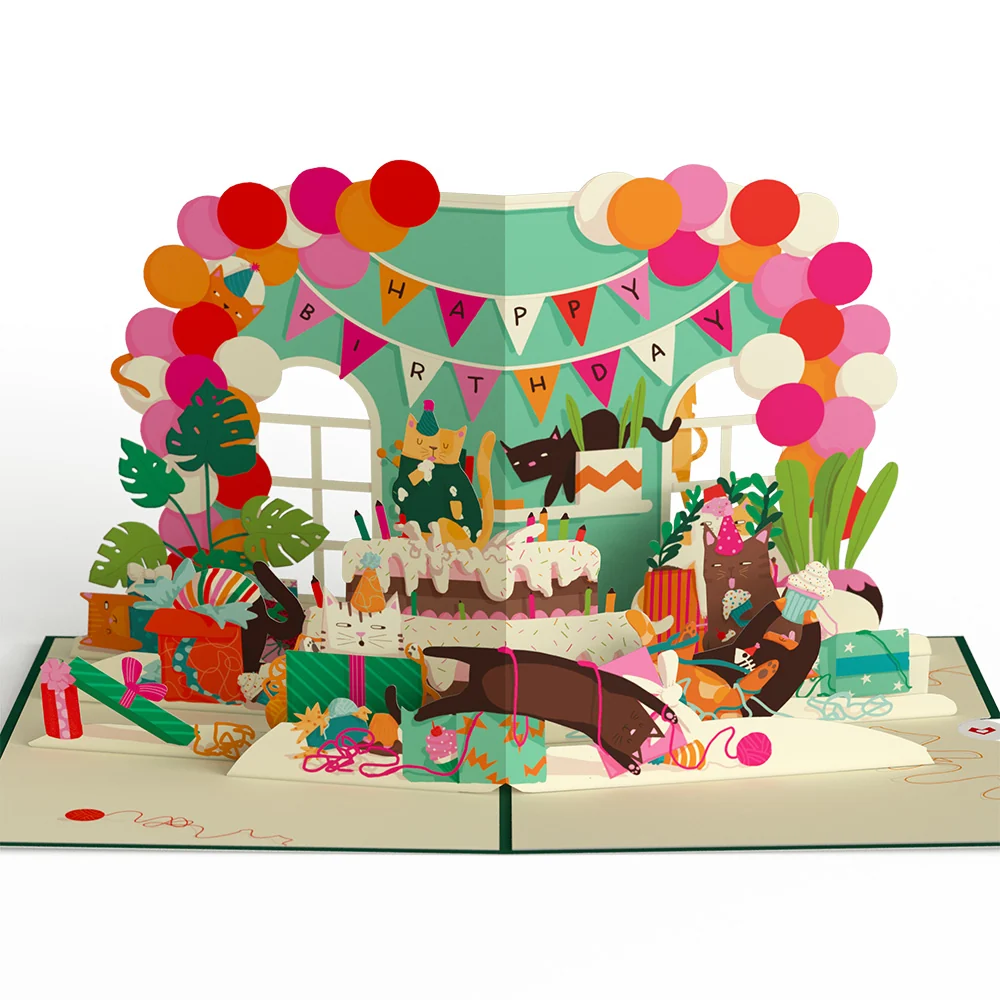 Lovepop Party Cats 80th Birthday Pop-Up Card and Sentiment Set - Image 3