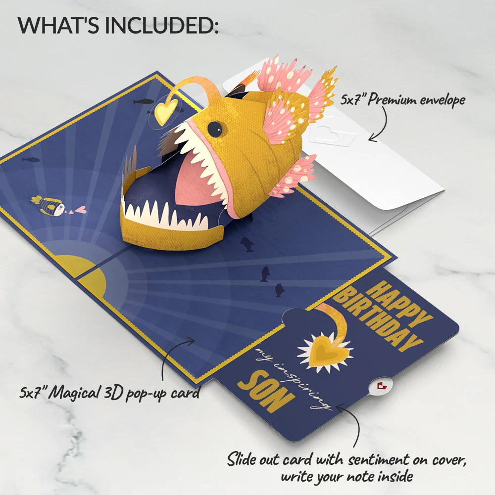 Lovepop You Are My Sunshine Anglerfish Birthday Pop-Up Card and Sentiment Set for Son - Image 2