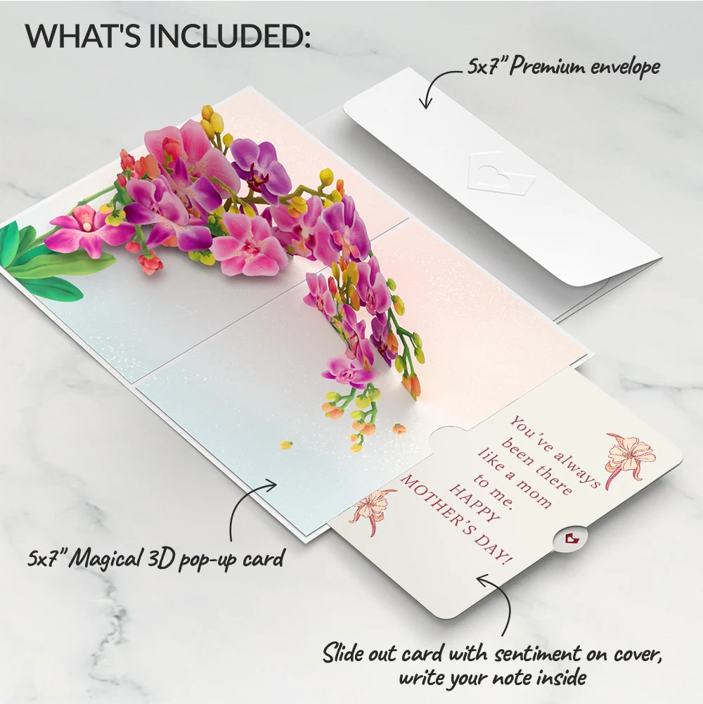 Lovepop Watercolor Orchid Mother's Day Pop-Up Card and Sentiment Set - Image 2