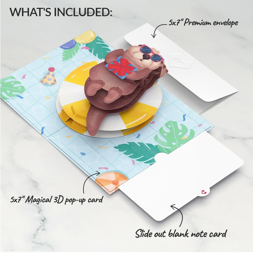 Lovepop Otter Pool Party Birthday Pop-Up Card - Image 6