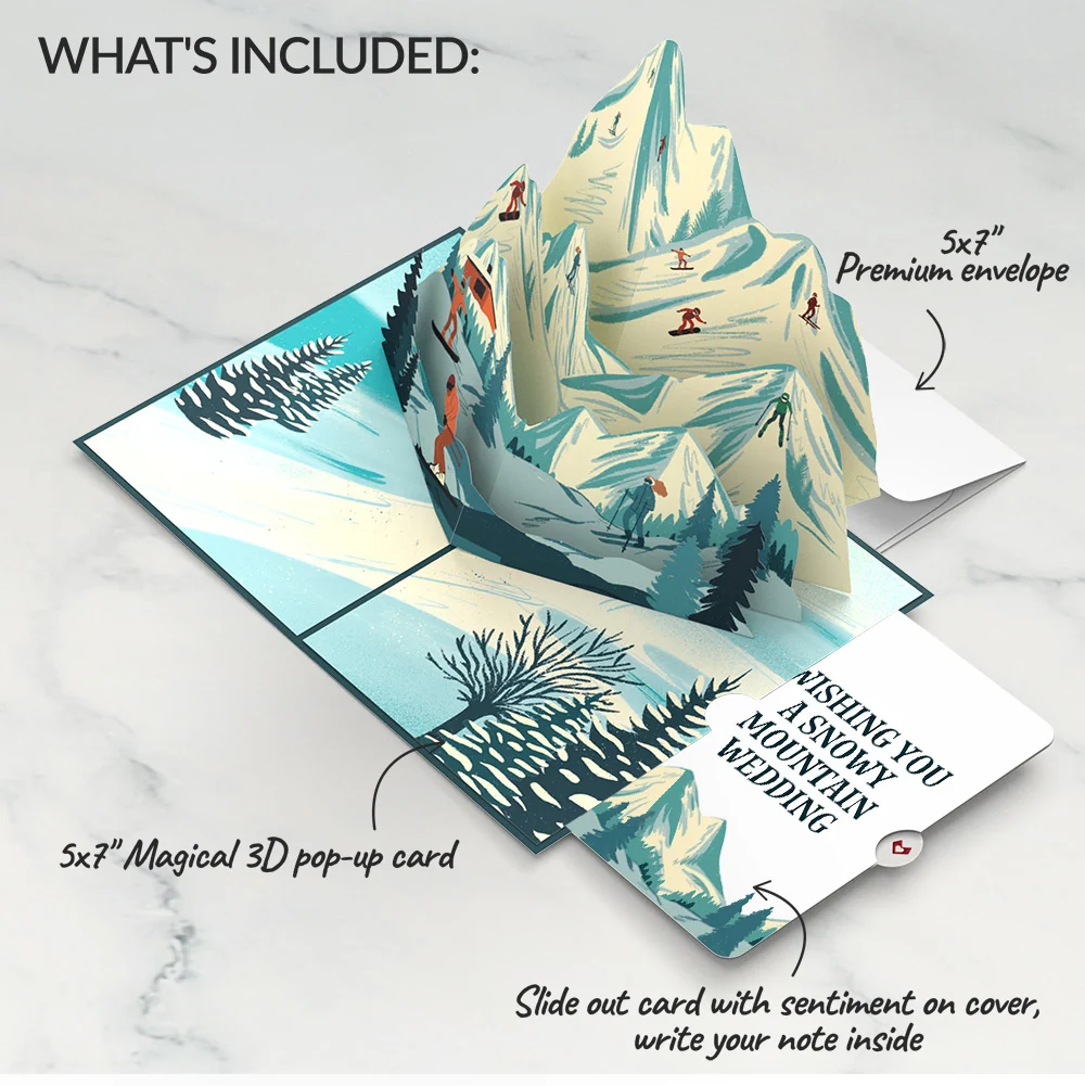Lovepop Mountain Snowboard Adventure Wedding Pop-Up Card and Sentiment Set - Image 2