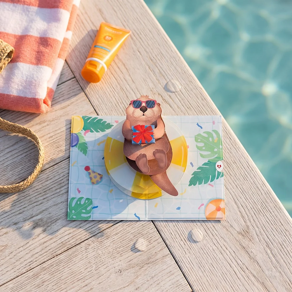 Lovepop Otter Pool Party Birthday Pop-Up Card - Image 2