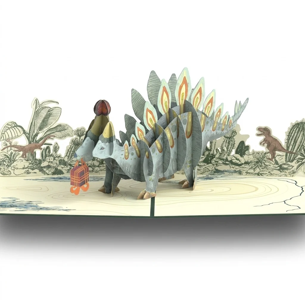 Lovepop Stegosaurus Birthday Pop-Up Card and Parents Thank You Sentiment Set Candle - Image 3