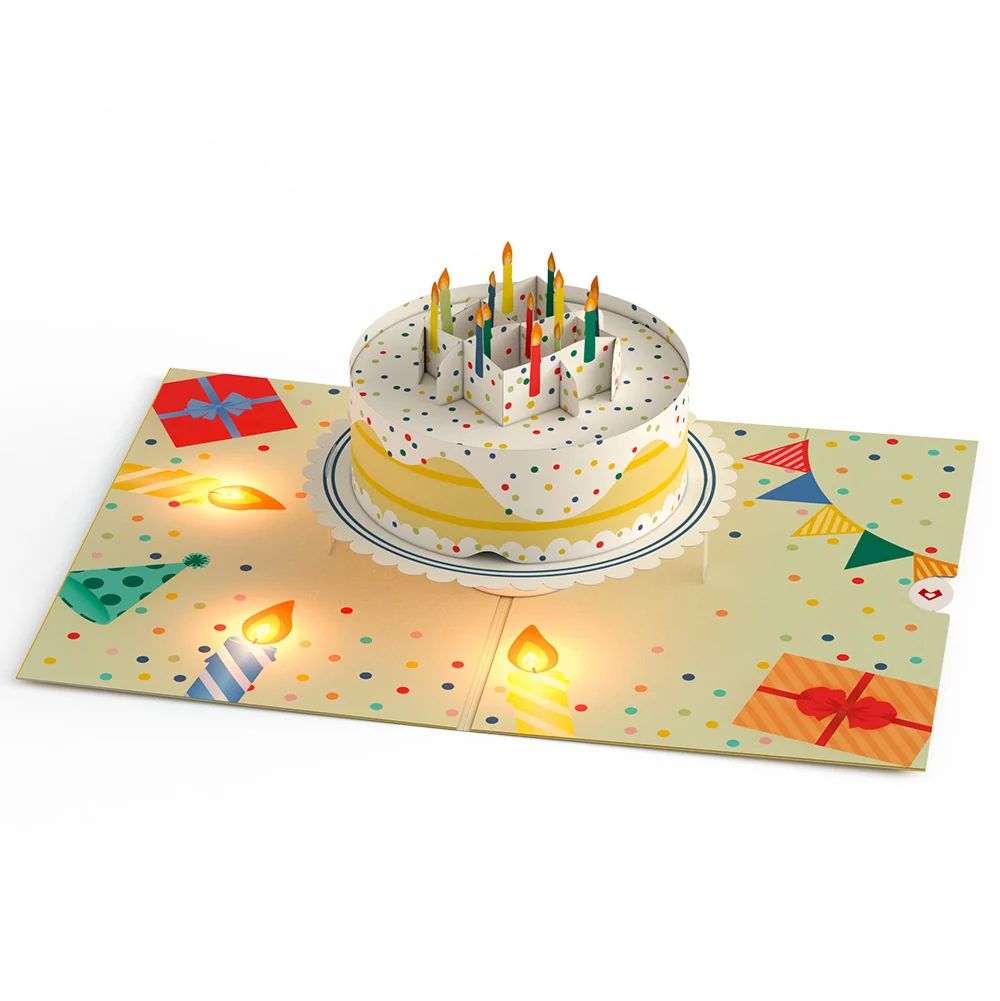 Lovepop Happy Birthday Confetti Cake Music and Lights Pop-Up Card and Sentiment Set for Daughter Candle - Image 3