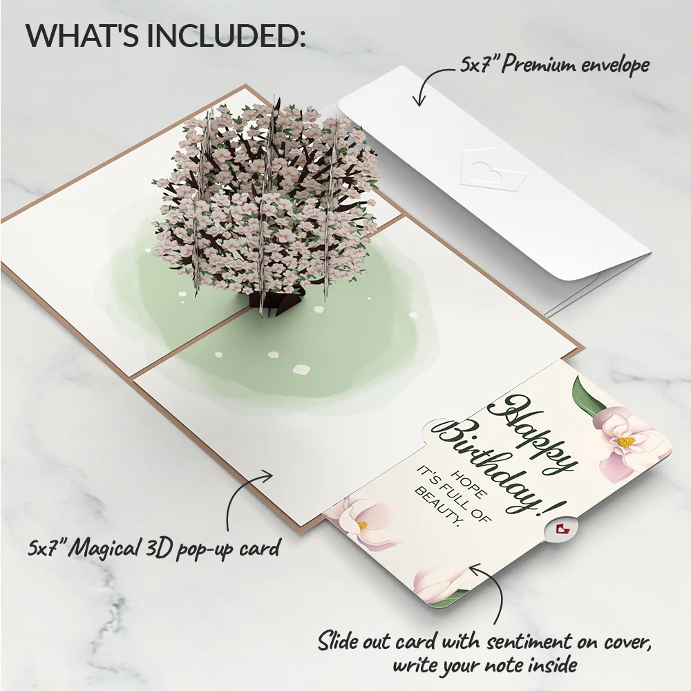 Lovepop Pink Magnolia Tree Birthday Pop-Up Card and Sentiment Set - Image 2