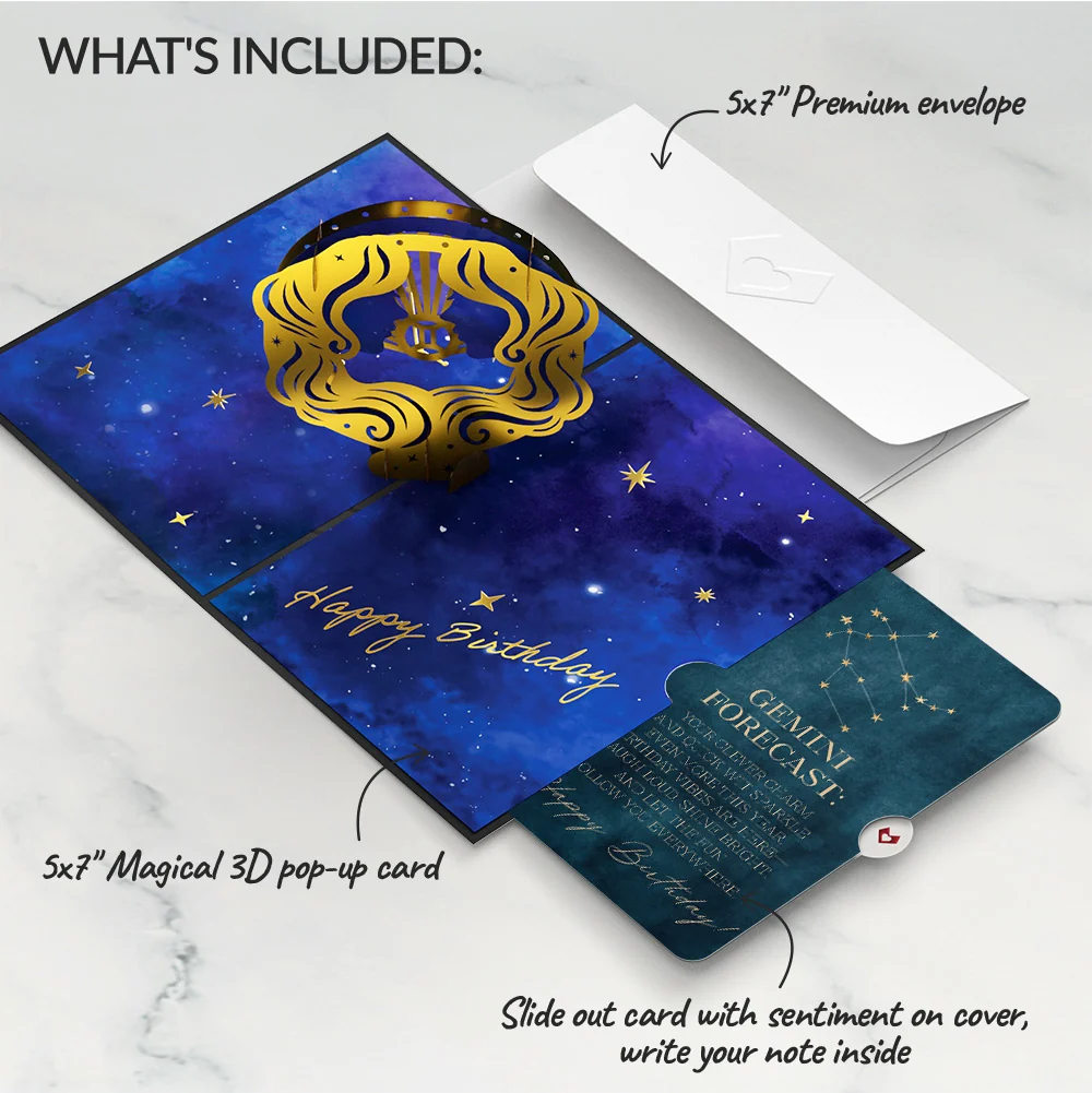 Lovepop Gemini Zodiac Birthday Pop-Up Card and Sentiment Set - Image 2