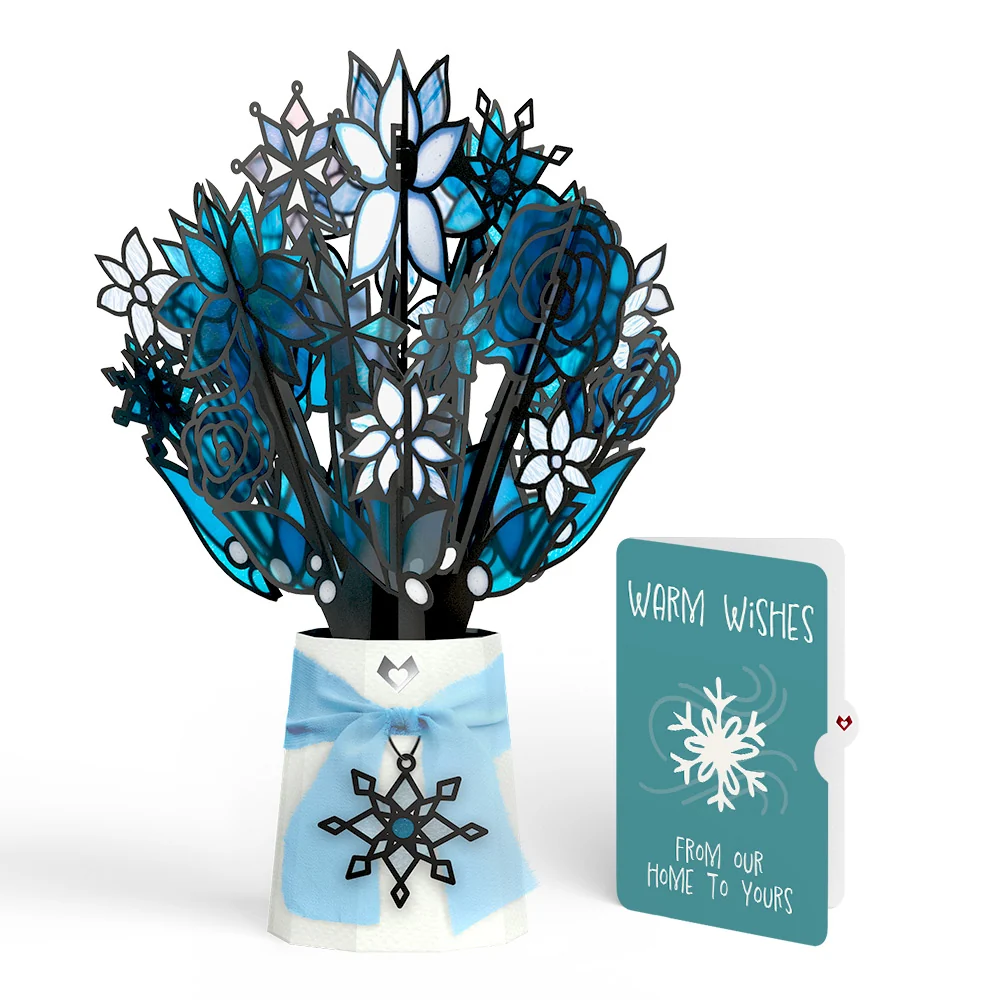 Lovepop Winter Starlight Suncatcher Bouquet and Snowflake Holiday Sentiment Set Glass