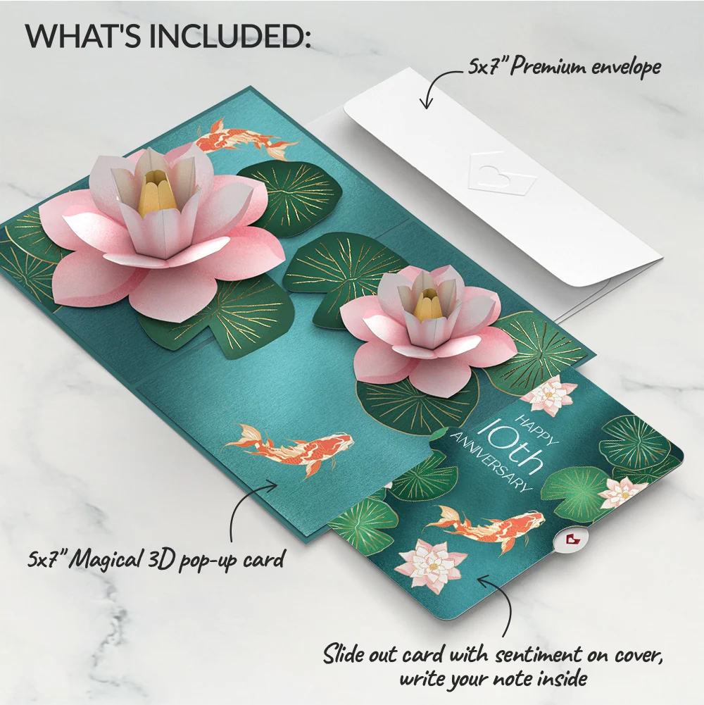 Lovepop Koi Fish and Lotus Pond 10th Anniversary Pop-Up Card and Sentiment Set - Image 2
