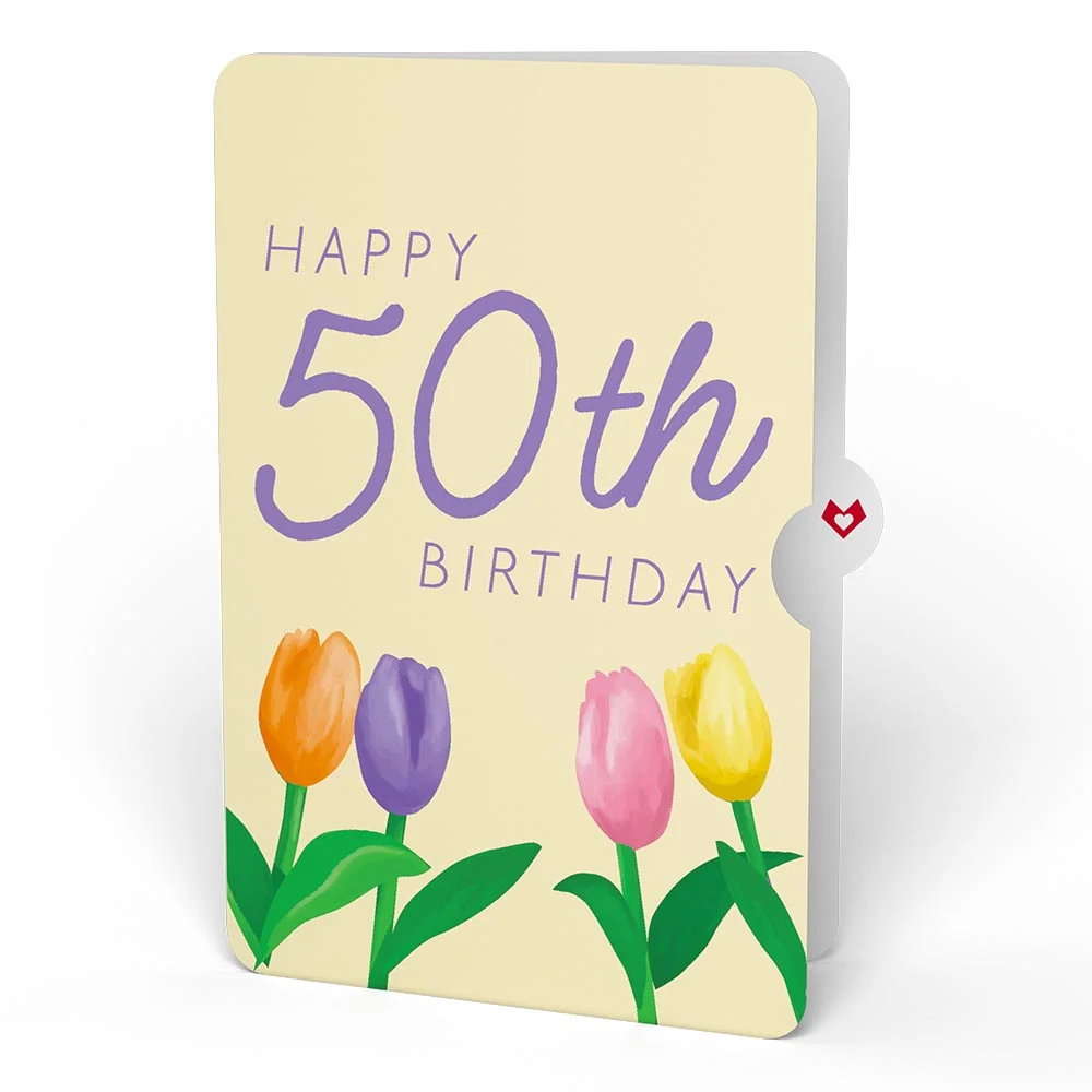 Lovepop Tulips 50th Birthday Pop-Up Card and Sentiment Set Vase - Image 4