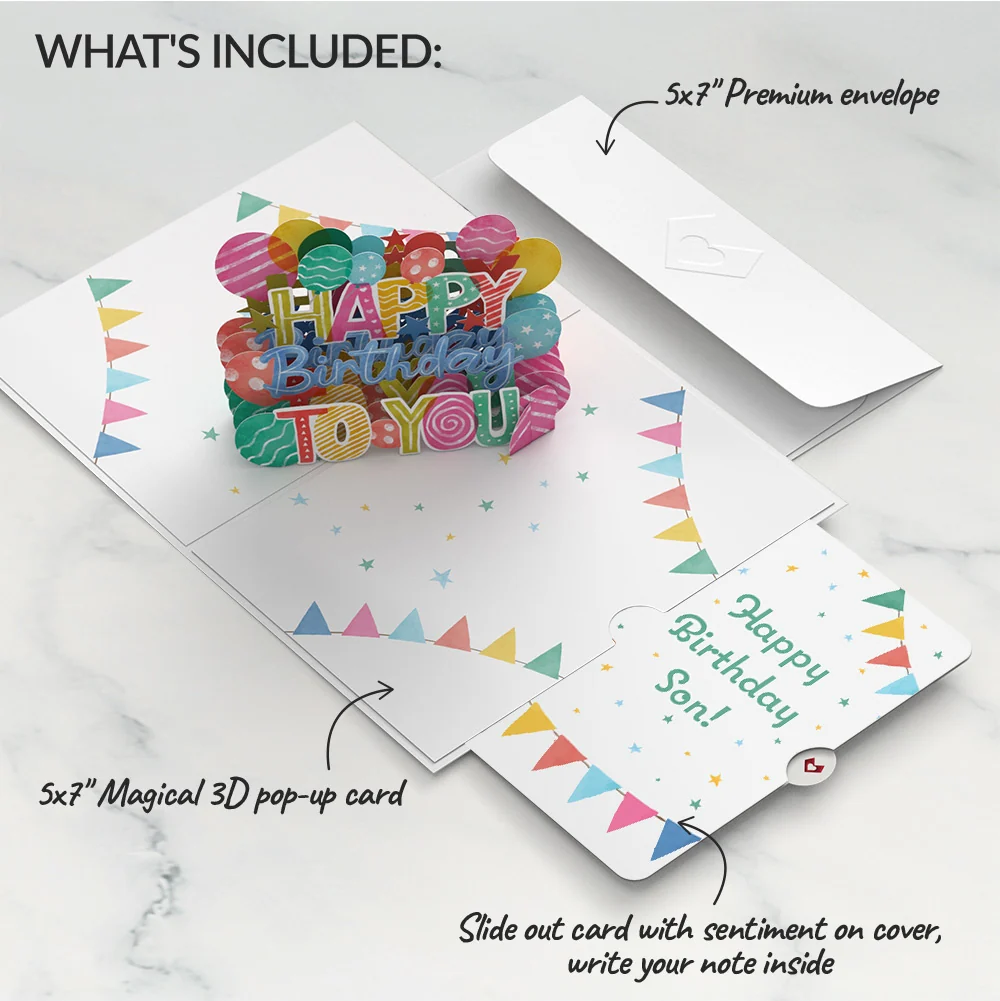 Lovepop Let's Celebrate Birthday Pop-Up Card and Sentiment Set for Son - Image 2
