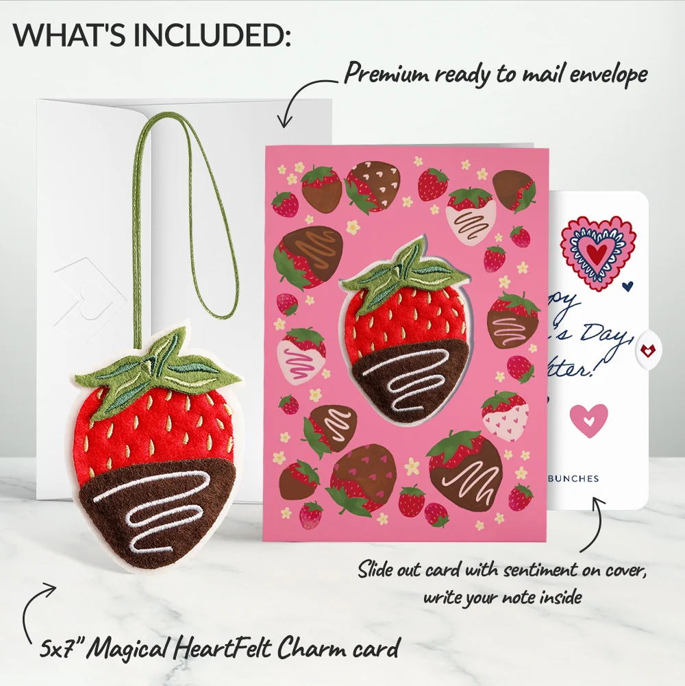 Lovepop Sweet Strawberry Valentine HeartFelt Charm Card and Sentiment Set for Daughter Bag - Image 2