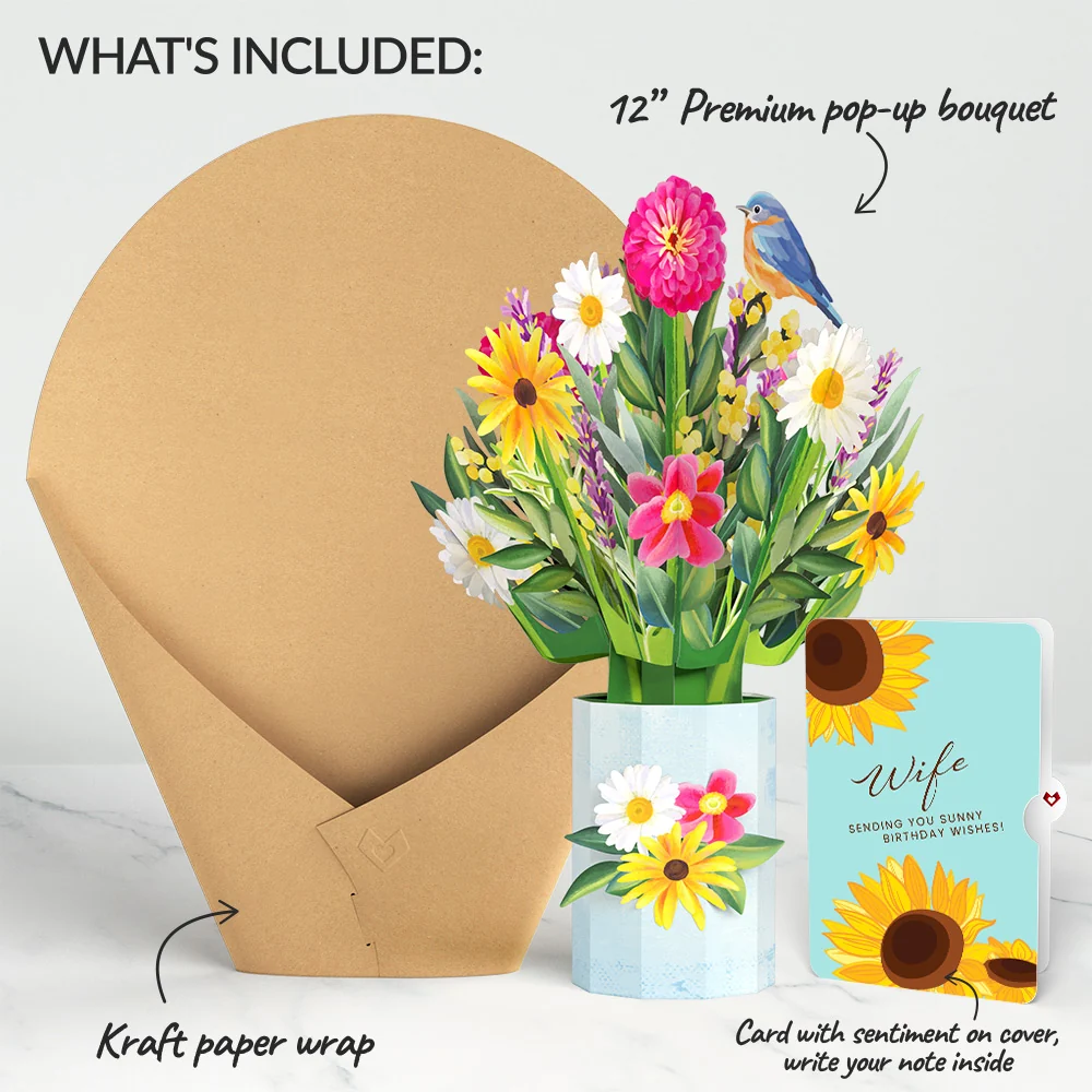Lovepop Black-Eyed Susan Birthday Bouquet and Sentiment Set for Wife Vase - Image 2