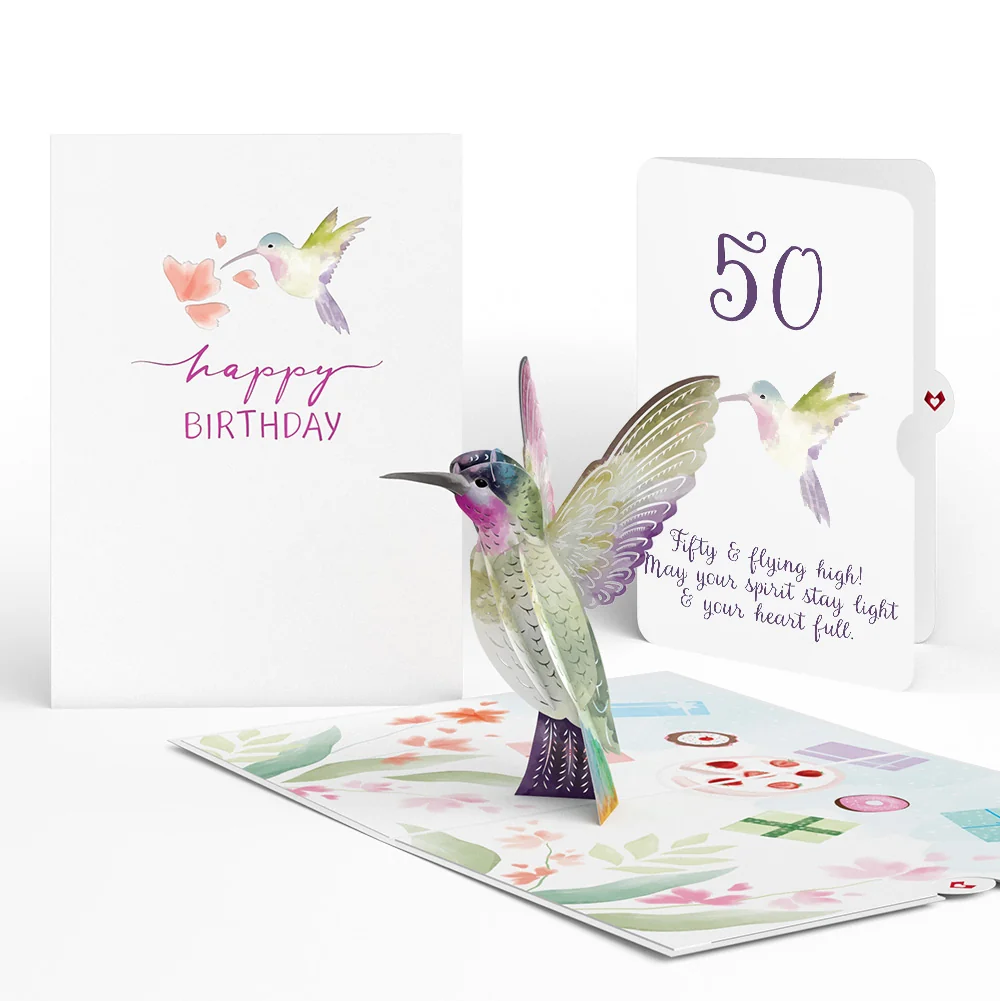 Lovepop Hummingbird 50th Birthday Pop-Up Card and Sentiment Set