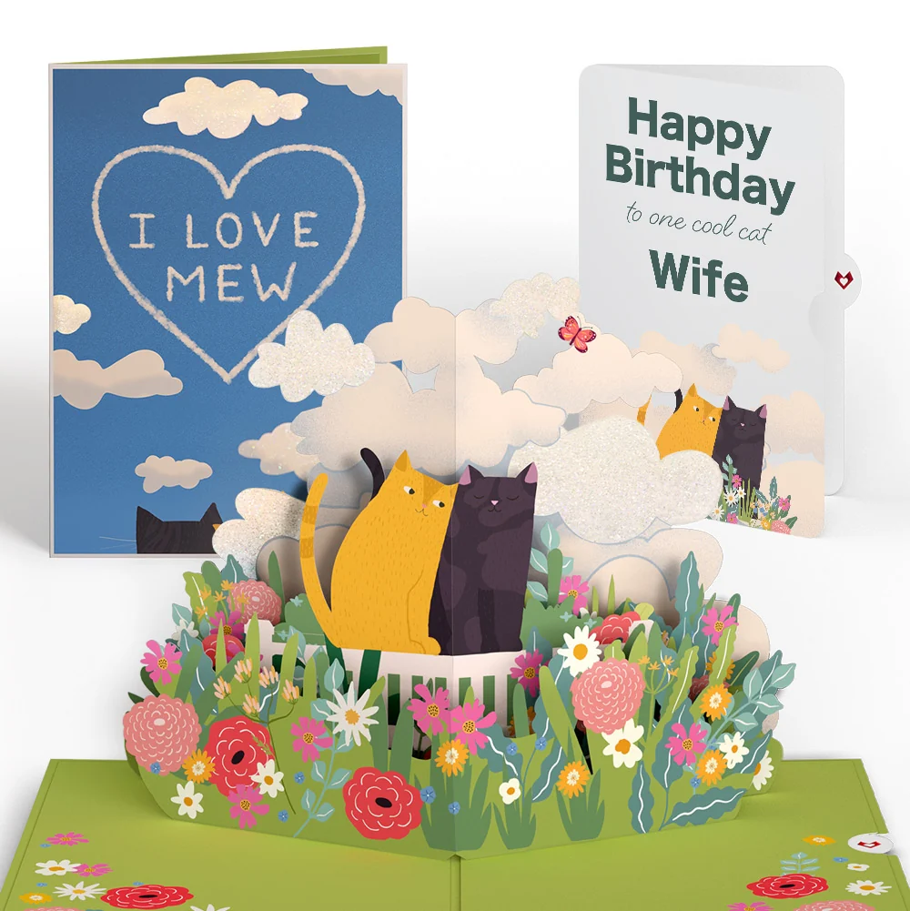Lovepop I Love Mew Cats Birthday Pop-Up Card and Sentiment Set for Wife