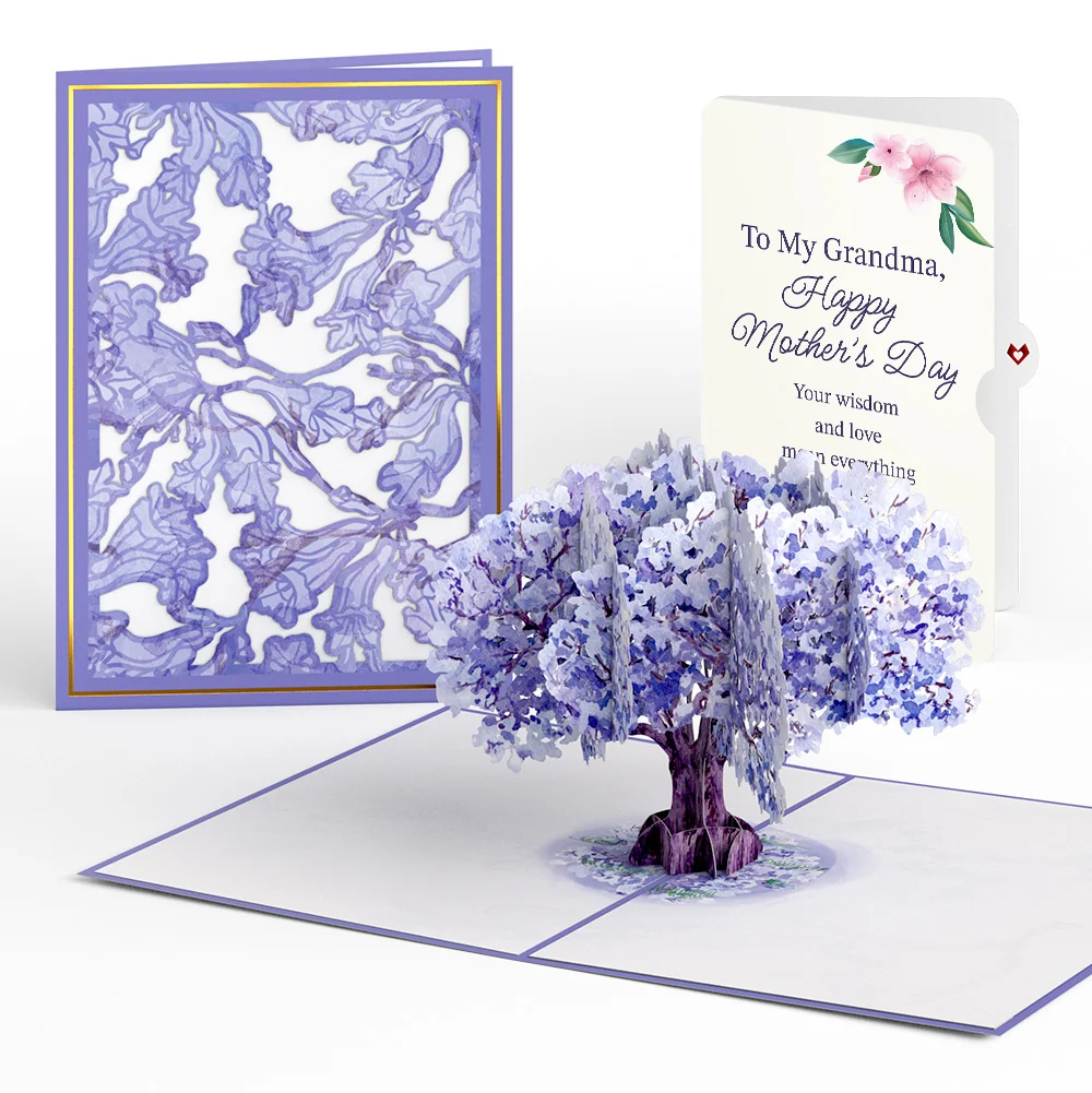 Lovepop Watercolor Jacaranda Tree Mother's Day Pop-Up Card and Sentiment Set for Grandma