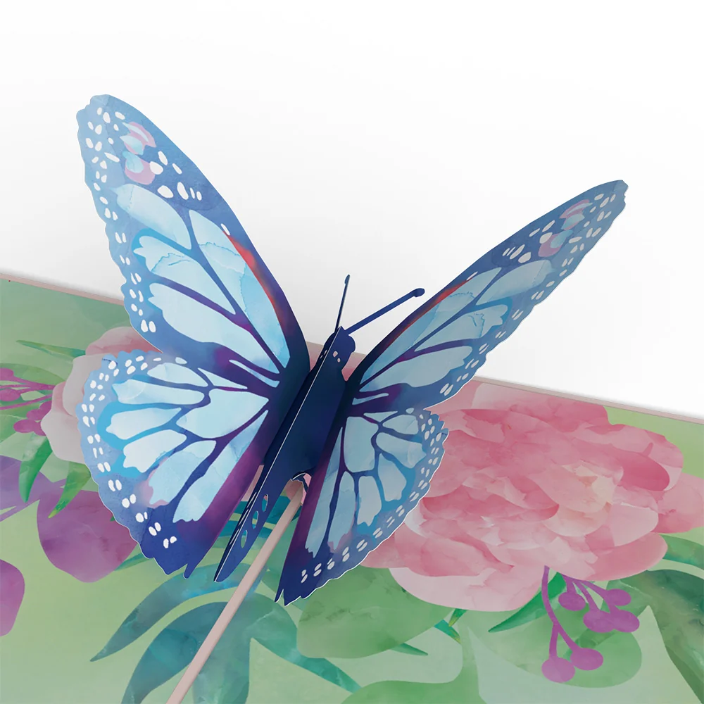 Lovepop Birthday Blue Morpho Butterfly Pop-Up Card Glass - Image 2