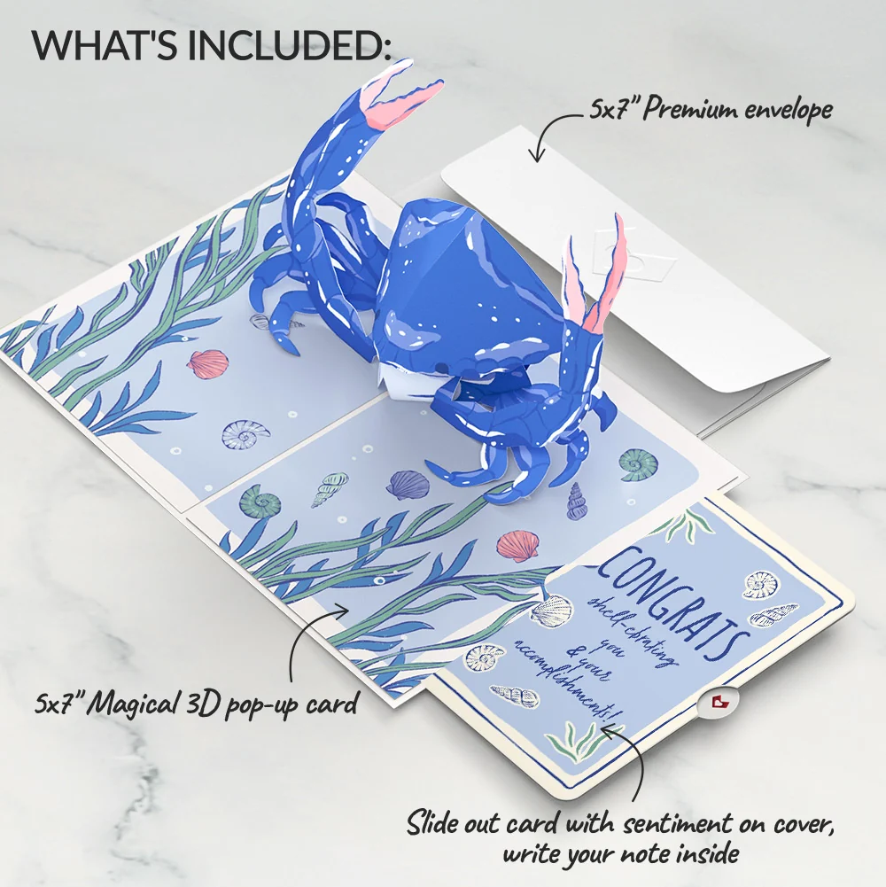 Lovepop Blue Crab Congratulations Pop-Up Card and Sentiment Set - Image 2