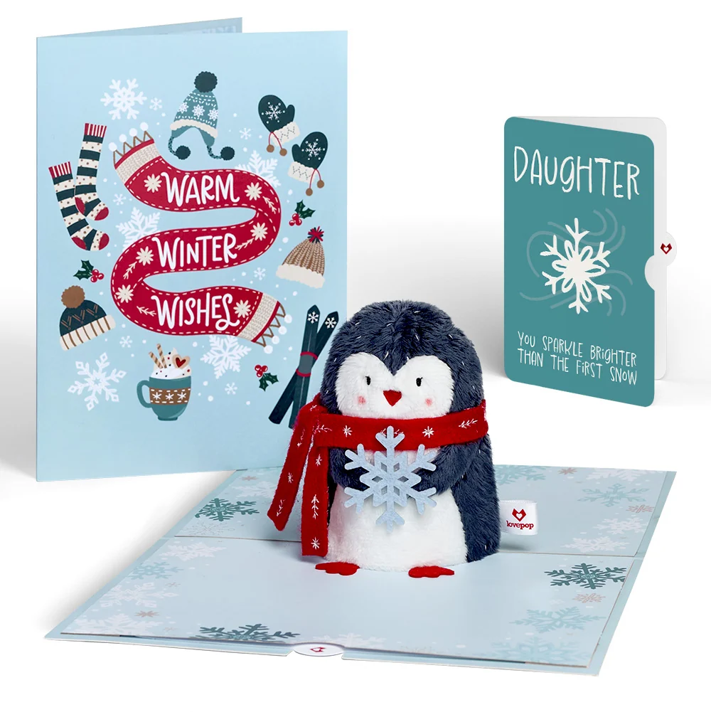 Lovepop 'Warm Winter Wishes' Holiday Penguin Plushpop Card and Sentiment Set for Daughter
