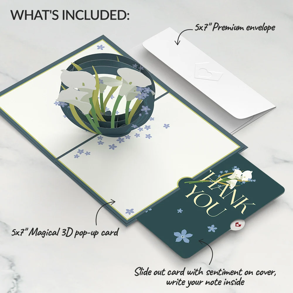 Lovepop Calla Lily Thank You Pop-Up Card and Sentiment Set Vase - Image 2