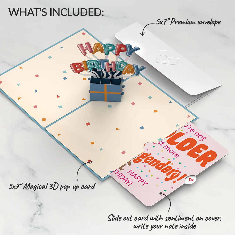 Lovepop Happy Birthday Burst Pop-Up Card and Not Older Just More Legendary Sentiment Set - Image 2