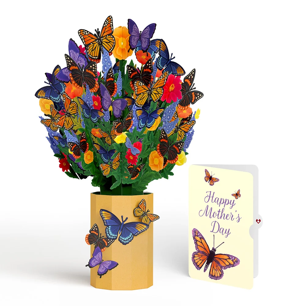 Lovepop Brilliant Butterfly Mother’s Day Bouquet and Sentiment Set for Mom Vase