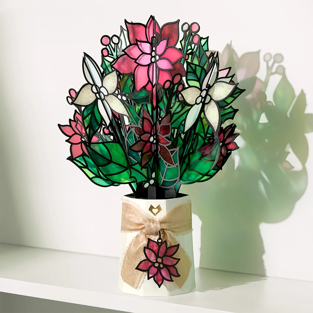 Lovepop Poinsettia Shimmer Suncatcher Bouquet Vase - Image 7
