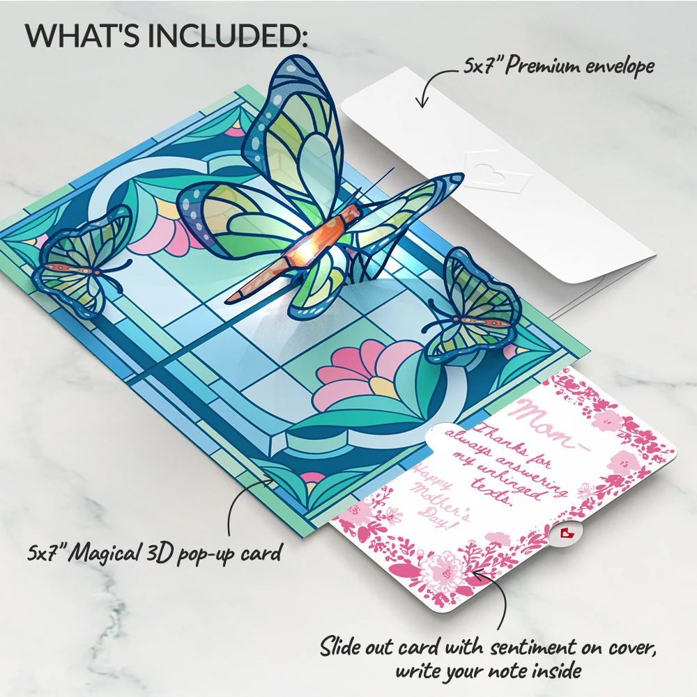 Lovepop Stained Glass Butterfly Mother’s Day Light-Up Pop-Up Card and Blushing Garden Frame Sentiment Set for Mom - Image 2