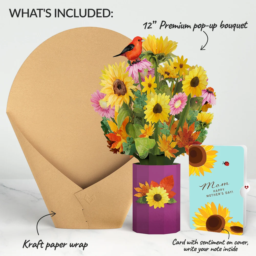 Lovepop Golden Sunflower Mother’s Day Bouquet and Sentiment Set for Mom Vase - Image 2