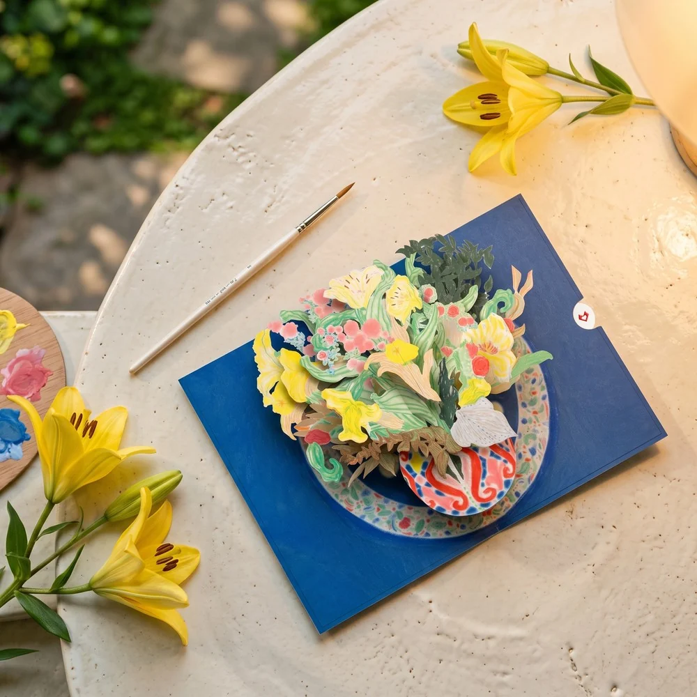 Lovepop Floral Blue Pop-Up Card – x ArtLifting - Image 2