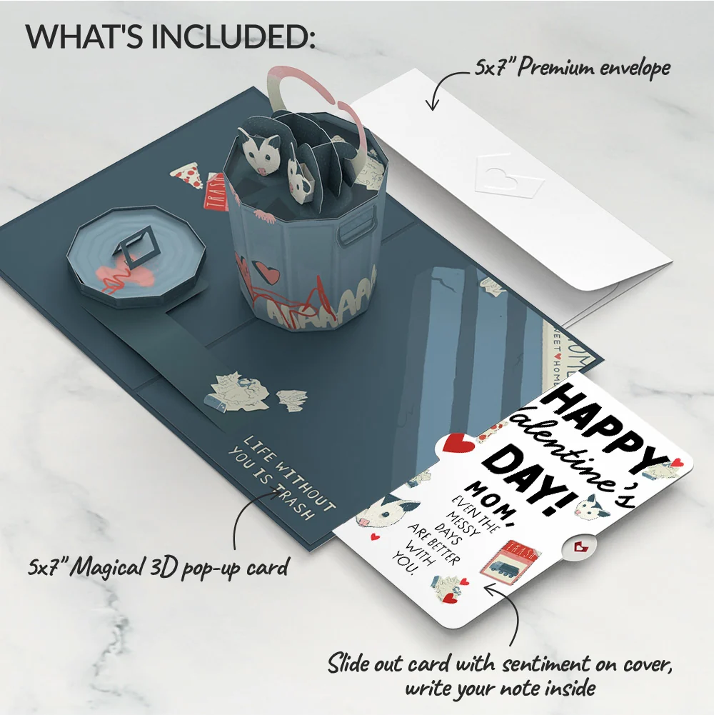 Lovepop Life Without You Is Trash Possums Valentine Pop-Up Card and Sentiment Set for Mom - Image 2