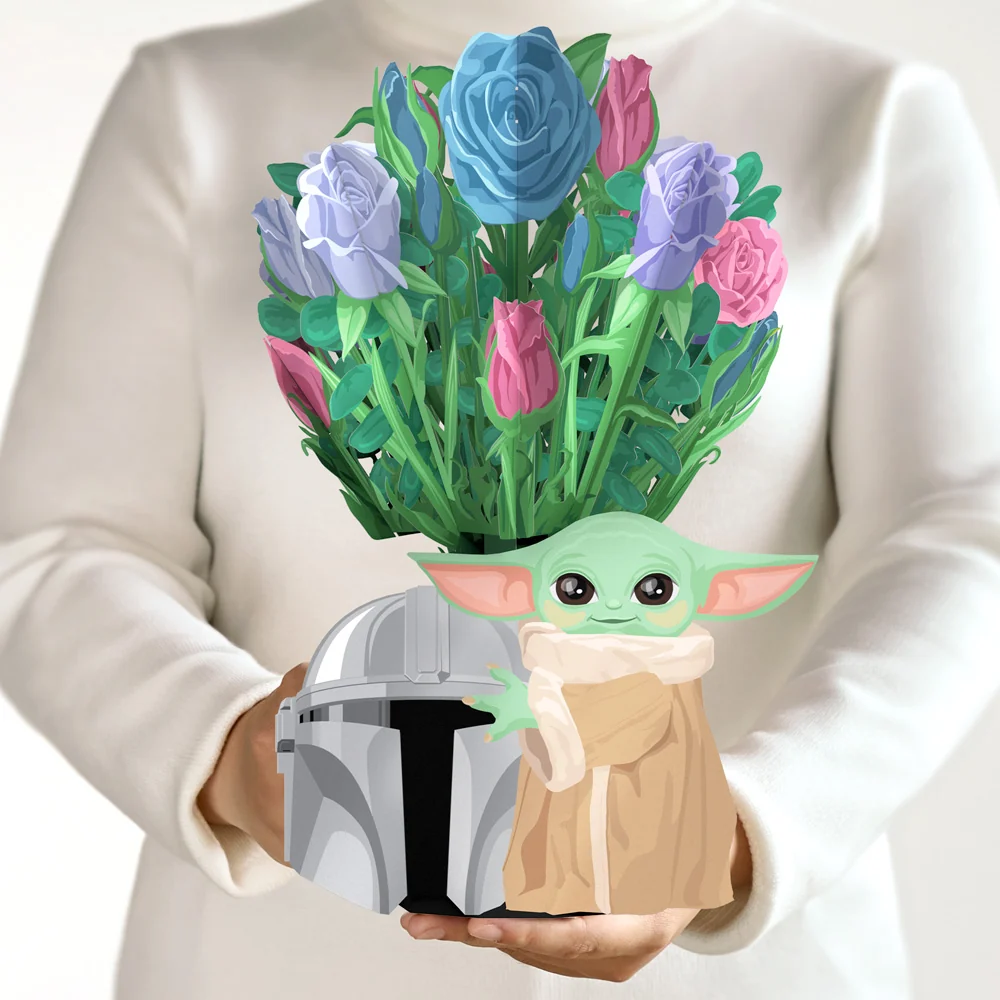 Lovepop Star Wars The Mandalorian Grogu Birthday Pop-Up Card & Flower Buds Bouquet Bundle - Image 2