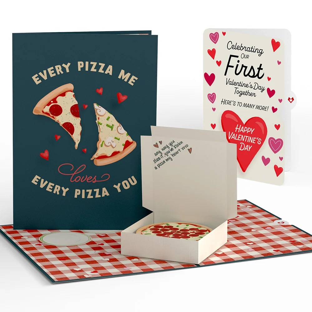 Lovepop Pizza Love Our First Valentine Together Pop-Up Card and Sentiment Set
