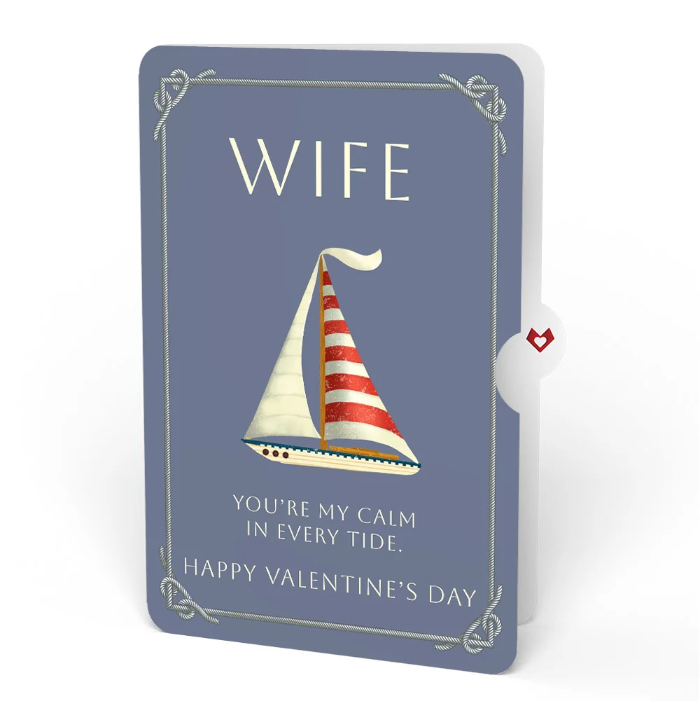 Lovepop Sailboat on the Horizon Valentine Pop-Up Card and Sentiment Set for Wife Cream - Image 4