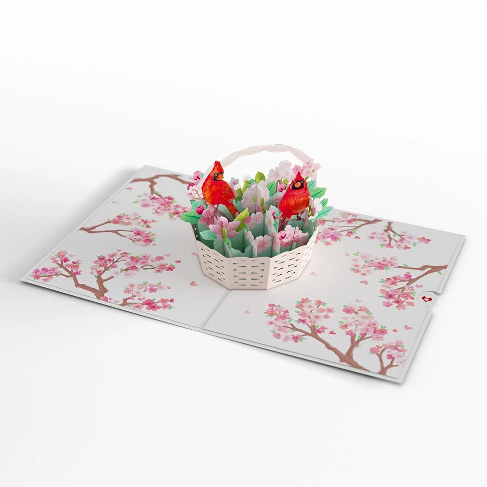 Lovepop Cherry Blossom Basket with Cardinals Pop-Up Card - Image 3